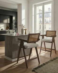 Sæt med 2 barstole AVA Træ Brun/lys beige
