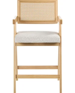 Sæt med 2 barstole AVA Træ Lysebrun/beige