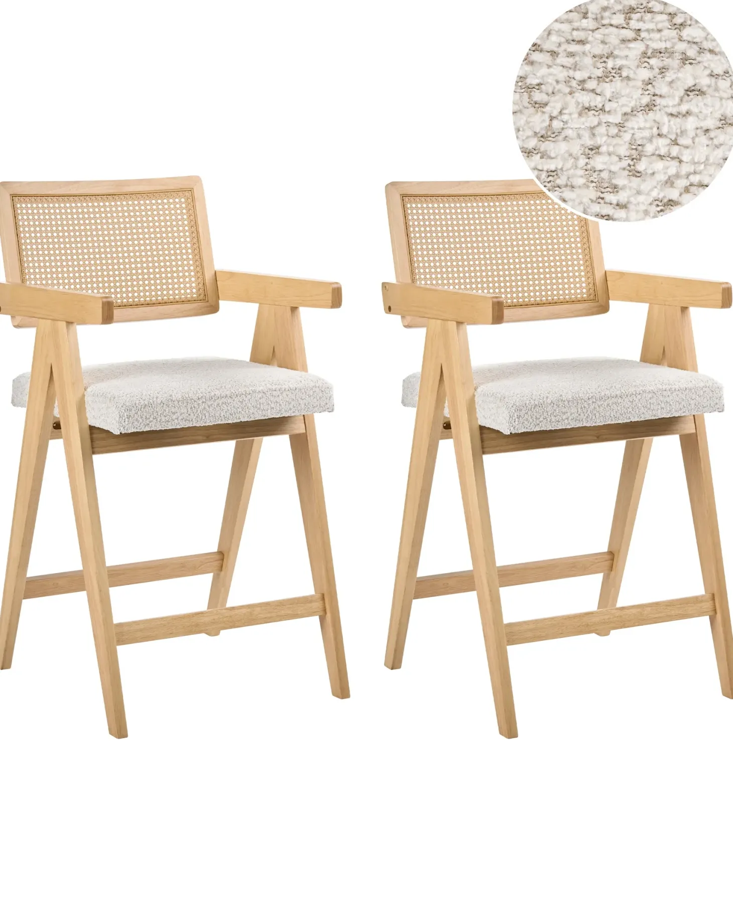 Sæt med 2 barstole AVA Træ Lysebrun/beige