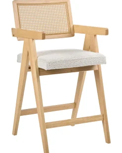 Sæt med 2 barstole AVA Træ Lysebrun/beige