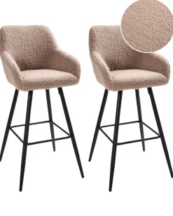 Sæt med 2 barstole CASMALIA Boucle Brungrå