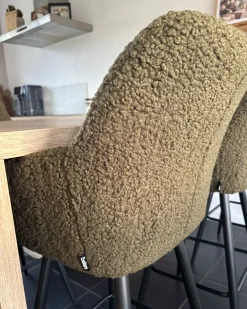 Sæt med 2 barstole CASMALIA Boucle Mørkegrøn