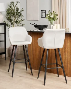 Sæt med 2 barstole CASMALIA Velour Cremehvid