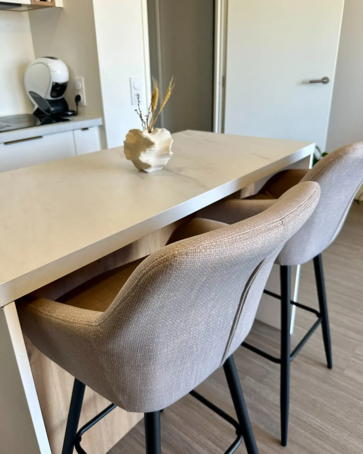 Sæt med 2 barstole CASMALIA Velour Brungrå