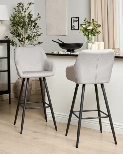 Sæt med 2 barstole CASMALIA Velour Brungrå