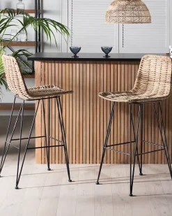 Sæt med 2 barstole CASSITA Rattan Naturlig
