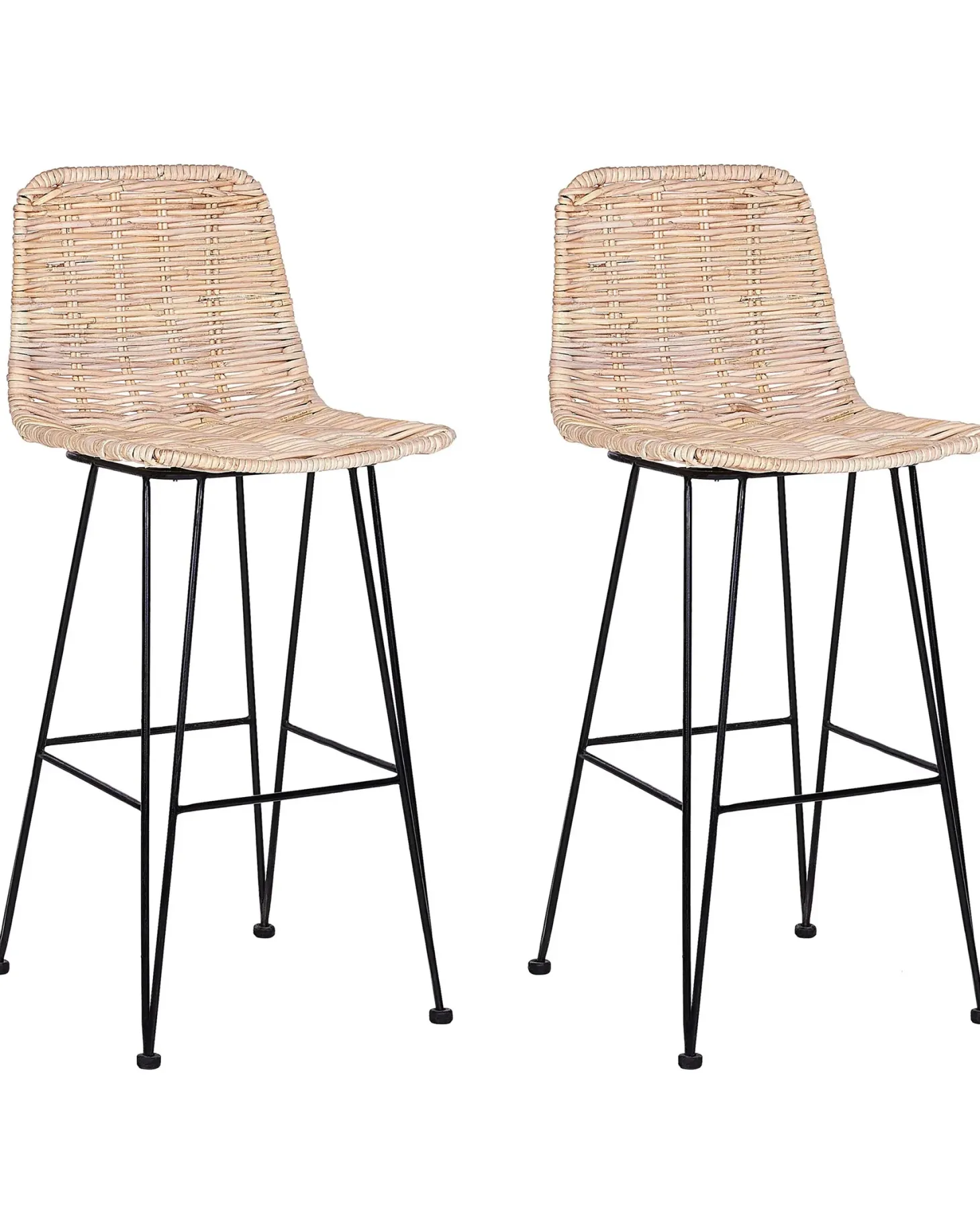 Sæt med 2 barstole CASSITA Rattan Naturlig