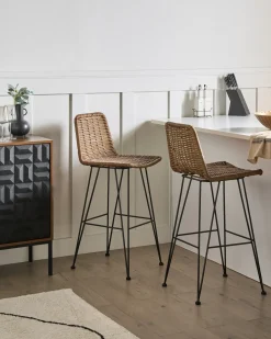 Sæt med 2 barstole CASSITA Rattan Brun