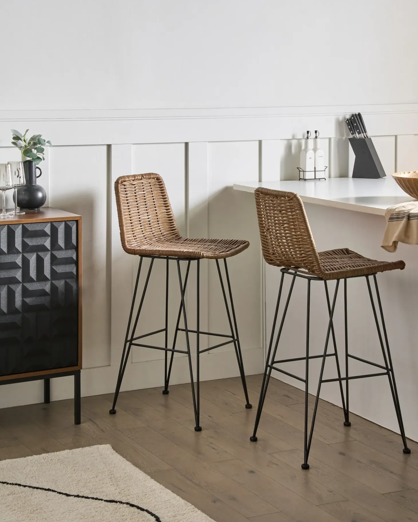 Sæt med 2 barstole CASSITA Rattan Brun