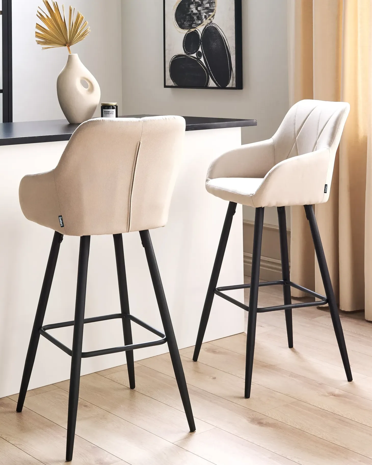 Sæt med 2 barstole DARIEN Lys Beige