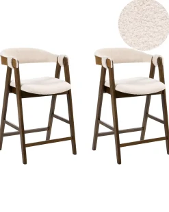 Sæt med 2 barstole DAY Boucle Brun/lys beige