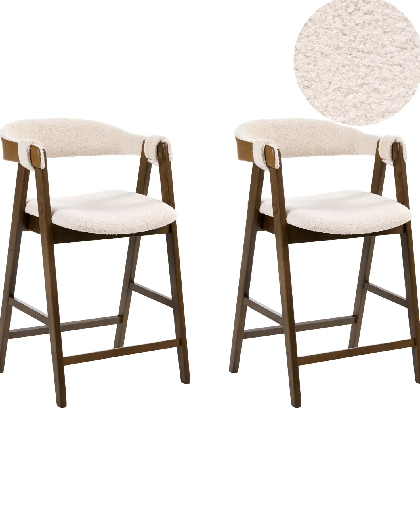 Sæt med 2 barstole DAY Boucle Brun/lys beige