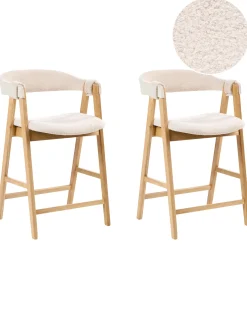 Sæt med 2 barstole DAY Boucle Lysebrun/lys beige