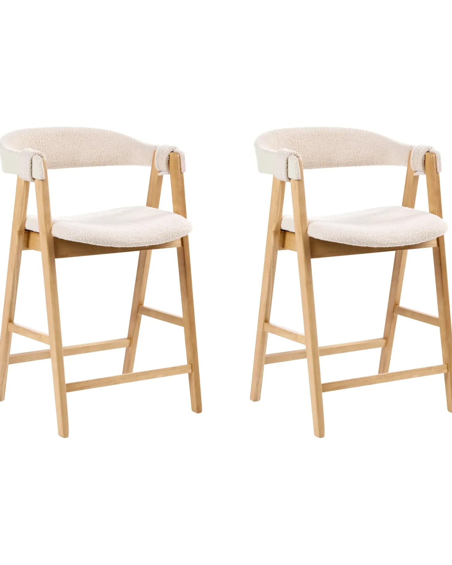 Sæt med 2 barstole DAY Boucle Lysebrun/lys beige