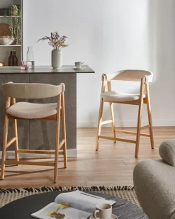 Sæt med 2 barstole DAY Boucle Lysebrun/lys beige