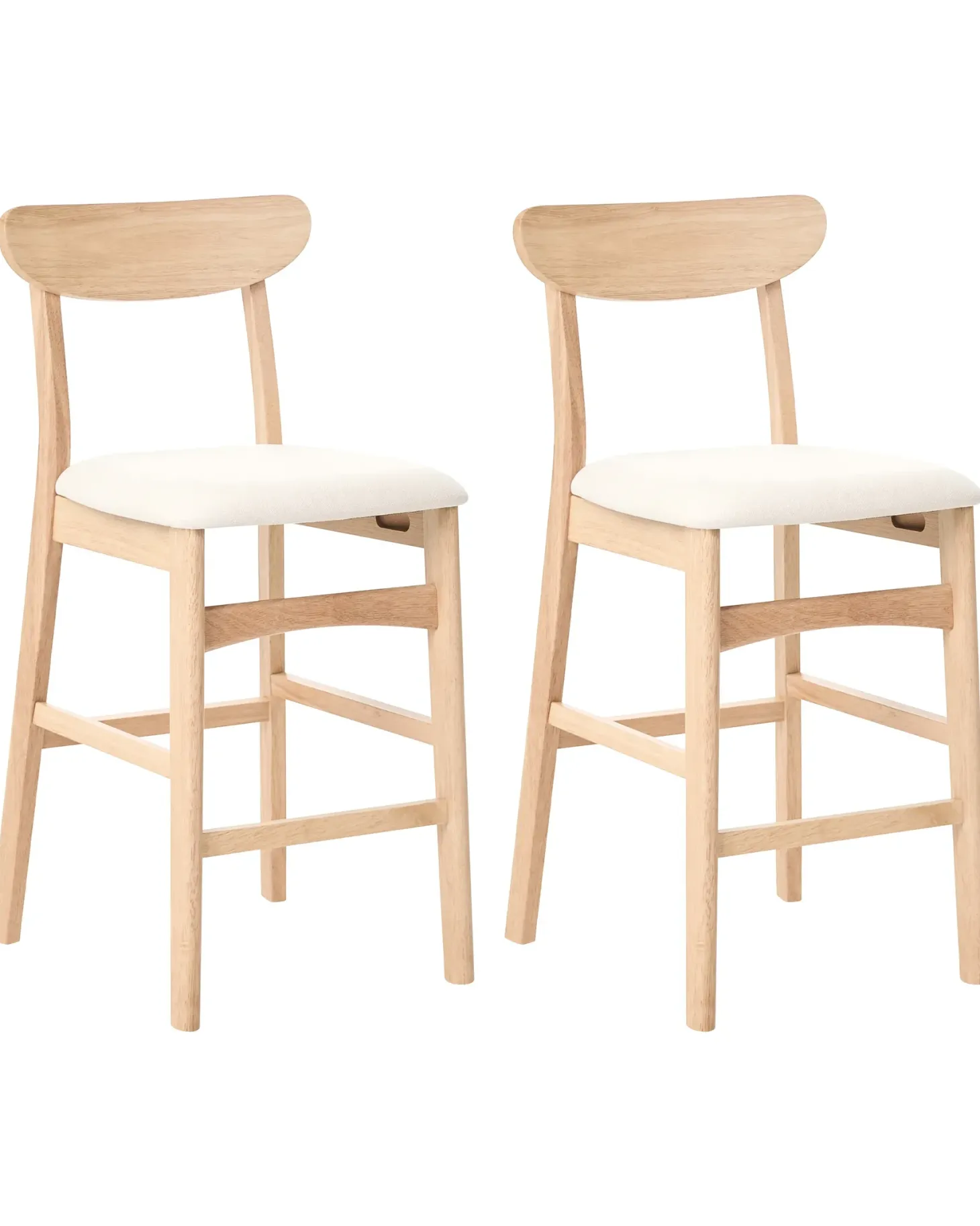 Sæt med 2 barstole DOYLE Træ Lysebrun/lys beige
