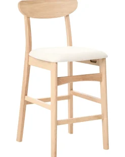Sæt med 2 barstole DOYLE Træ Lysebrun/lys beige