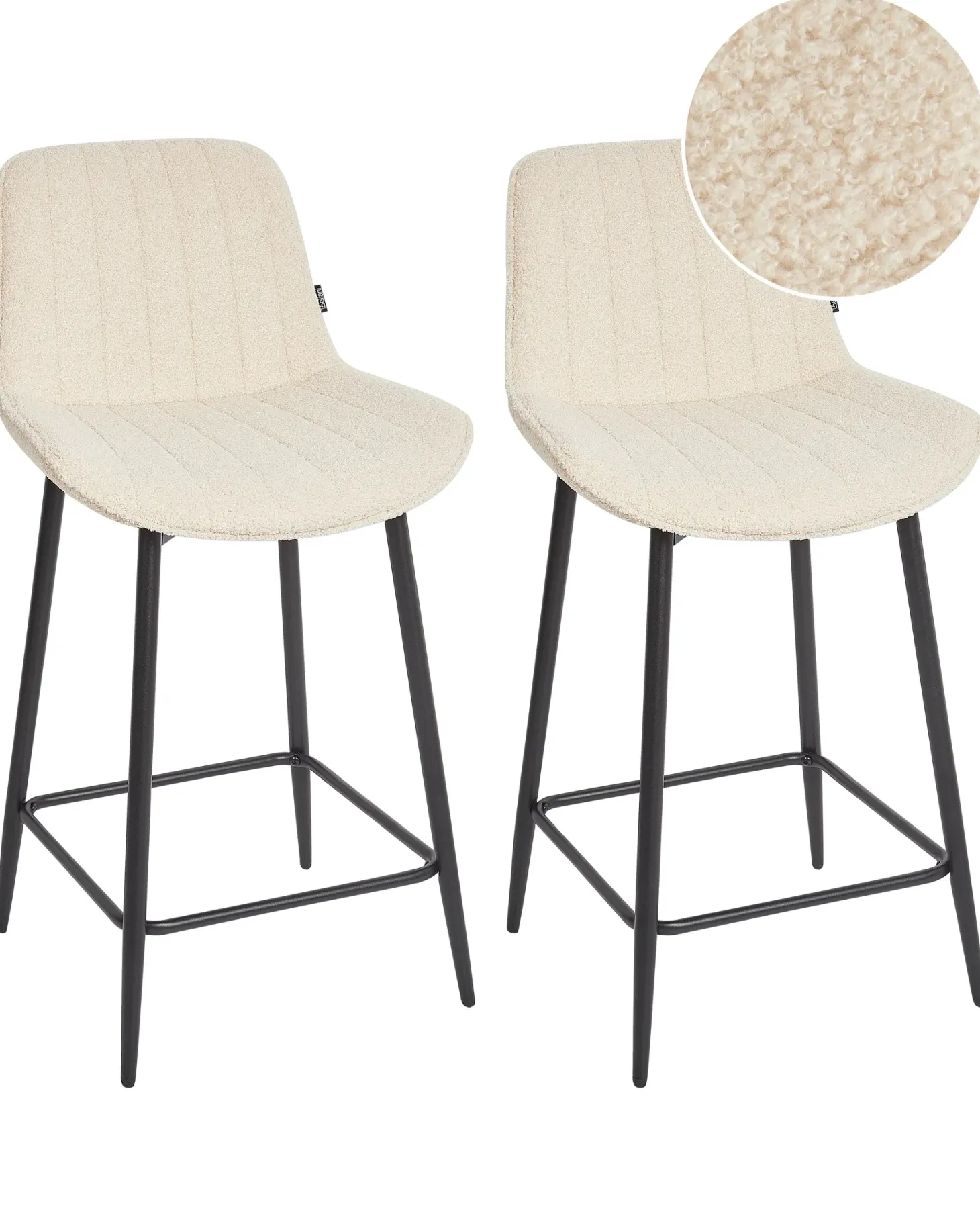 Sæt med 2 barstole DUBROVNIK Boucle Lys Beige
