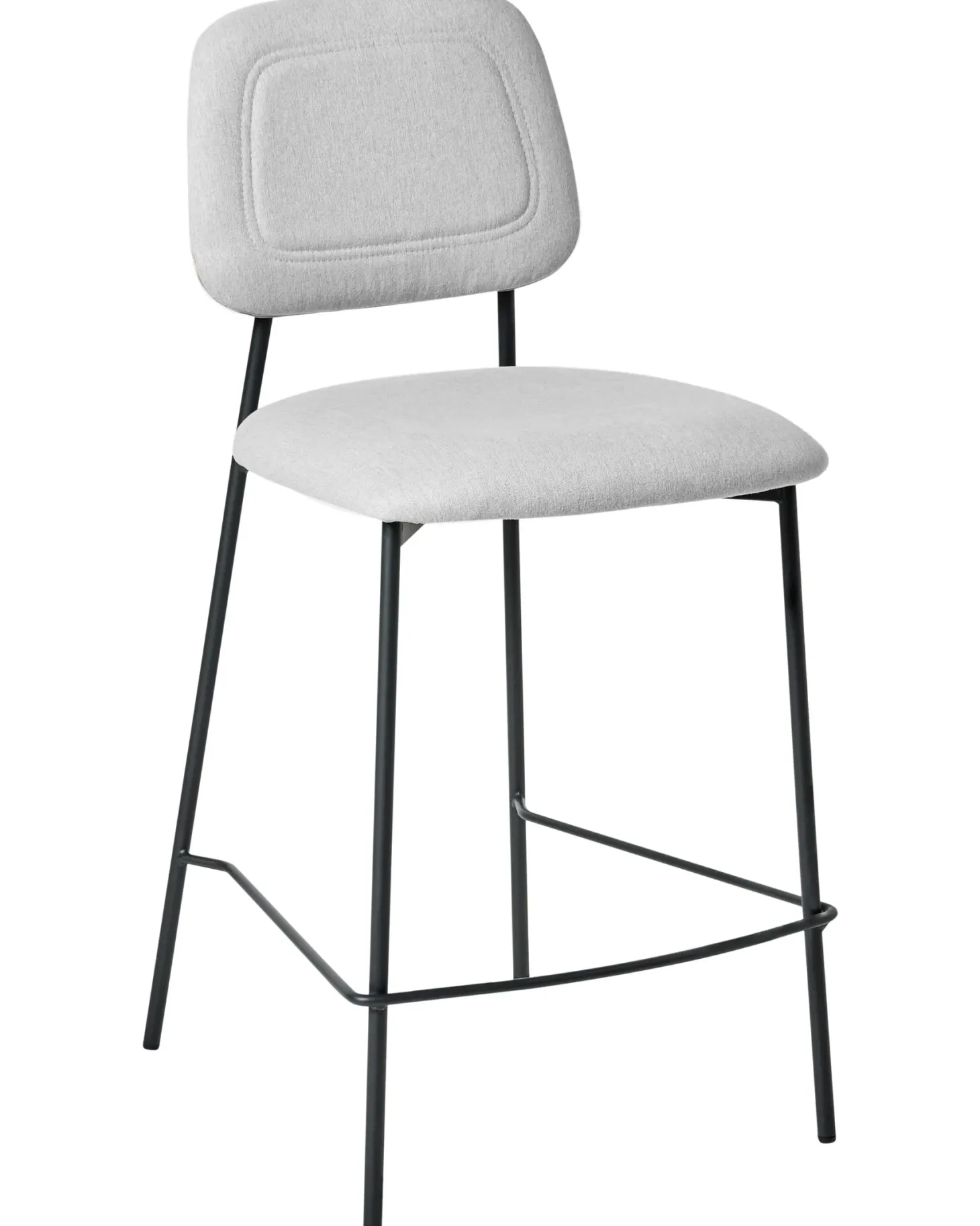 Sæt med 2 barstole DUETTE Kunstlinned Lysegrå