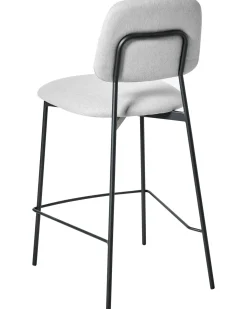 Sæt med 2 barstole DUETTE Kunstlinned Lysegrå