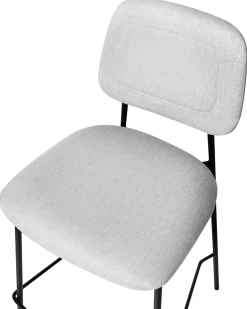 Sæt med 2 barstole DUETTE Kunstlinned Lysegrå