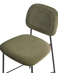 Sæt med 2 barstole DUETTE Velour Olivengrøn