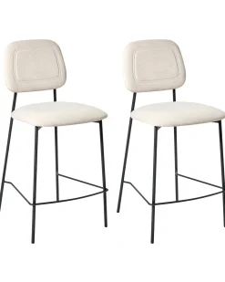 Sæt med 2 barstole DUETTE Velour Lys Beige