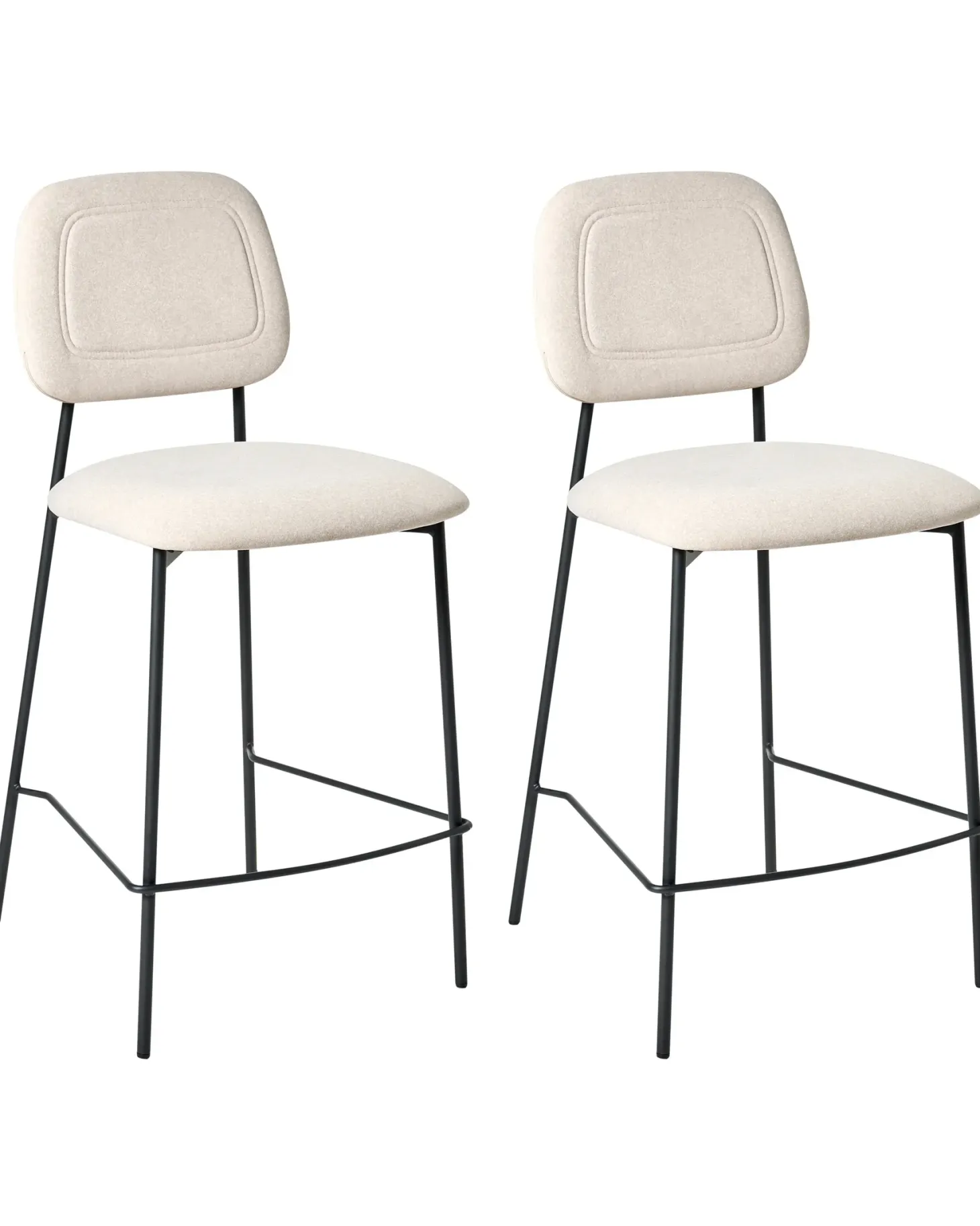 Sæt med 2 barstole DUETTE Velour Lys Beige