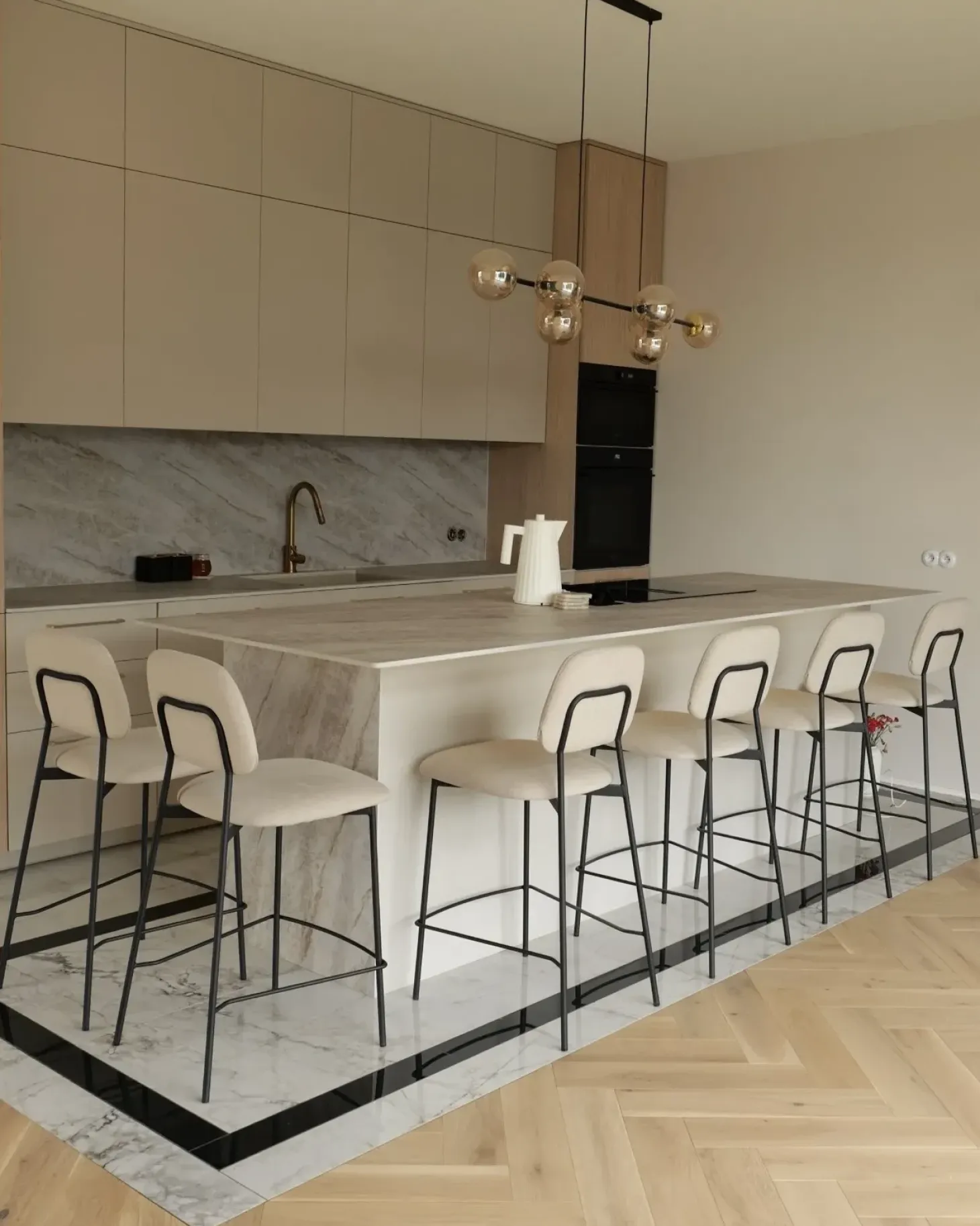 Sæt med 2 barstole DUETTE Velour Lys Beige