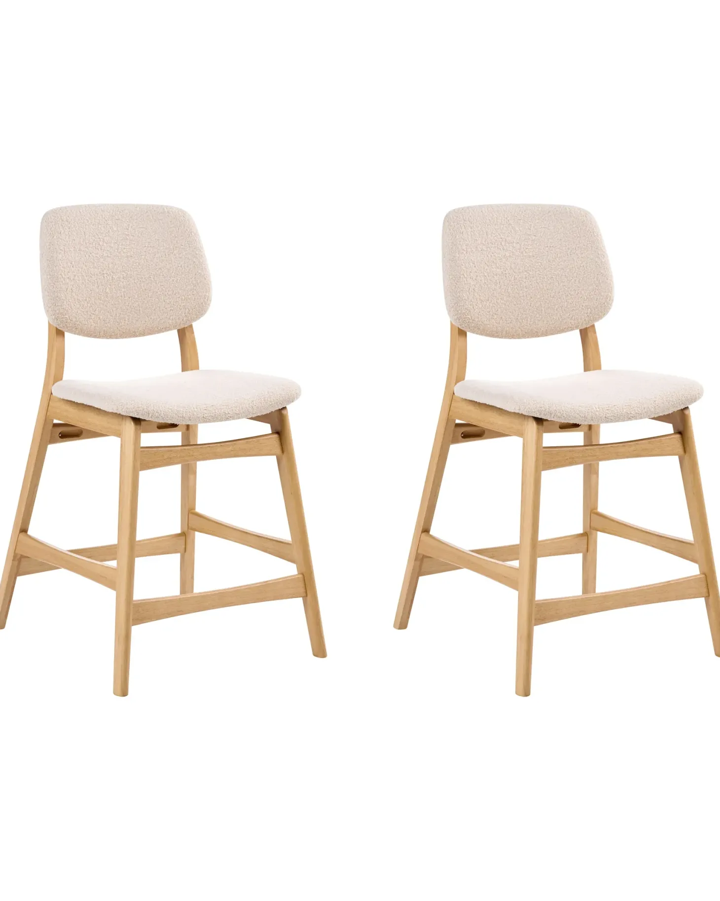 Sæt med 2 barstole ELAINE Boucle Lysebrun/beige