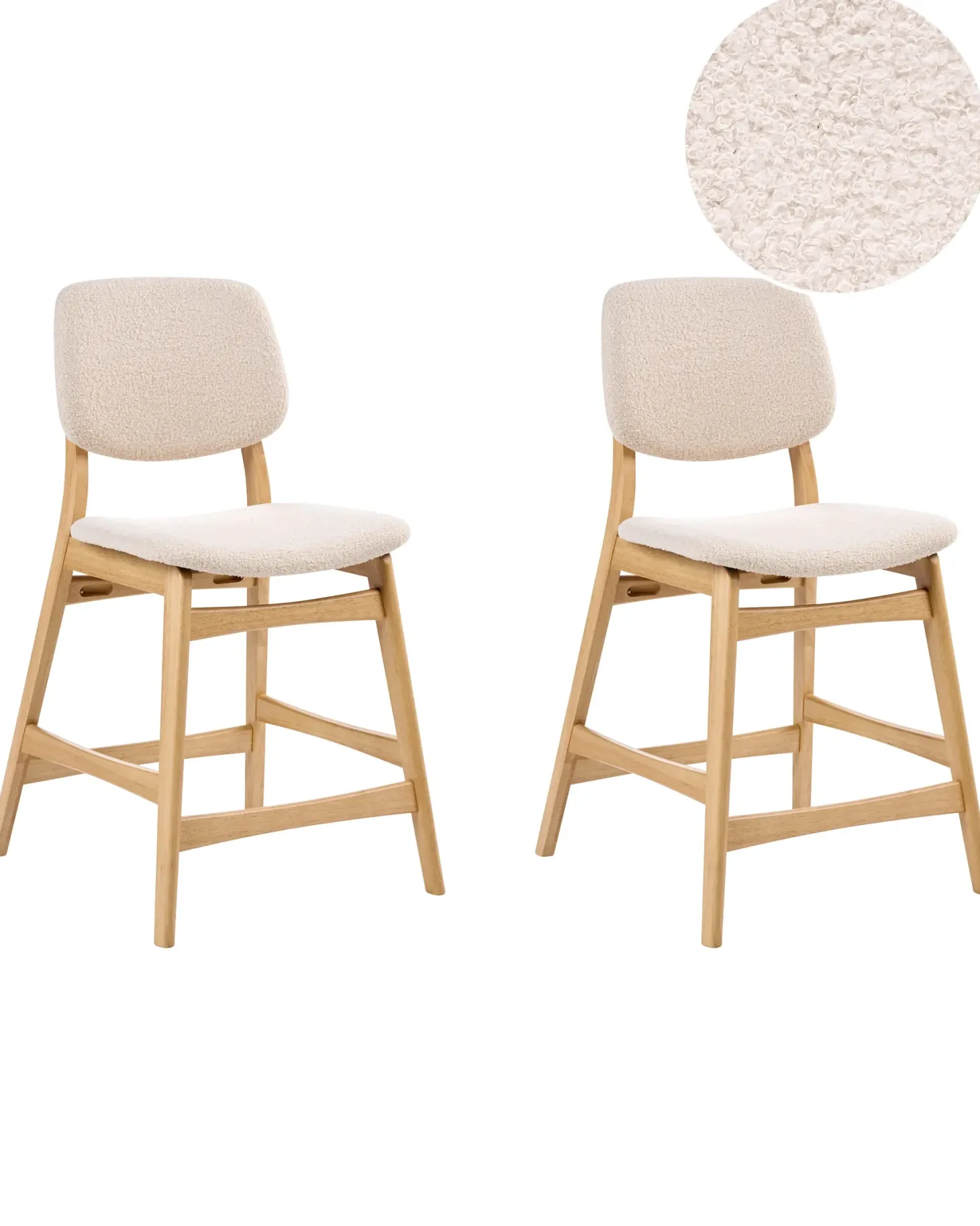 Sæt med 2 barstole ELAINE Boucle Lysebrun/beige