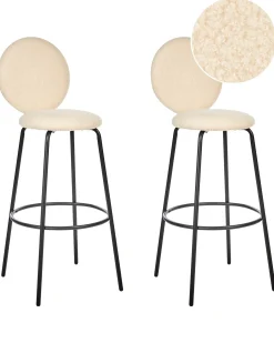 Sæt med 2 barstole EMERY Boucle Lys Beige