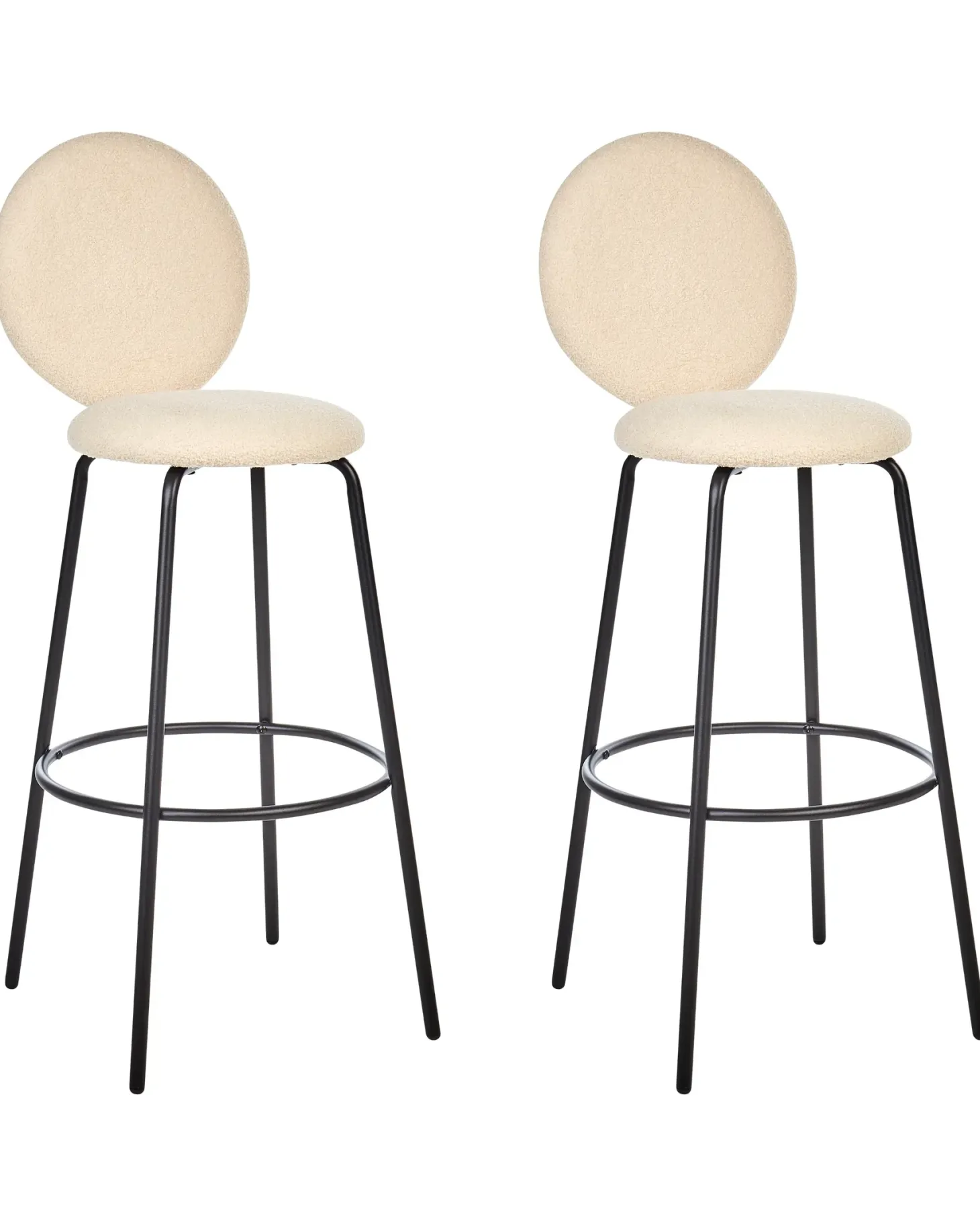 Sæt med 2 barstole EMERY Boucle Lys Beige