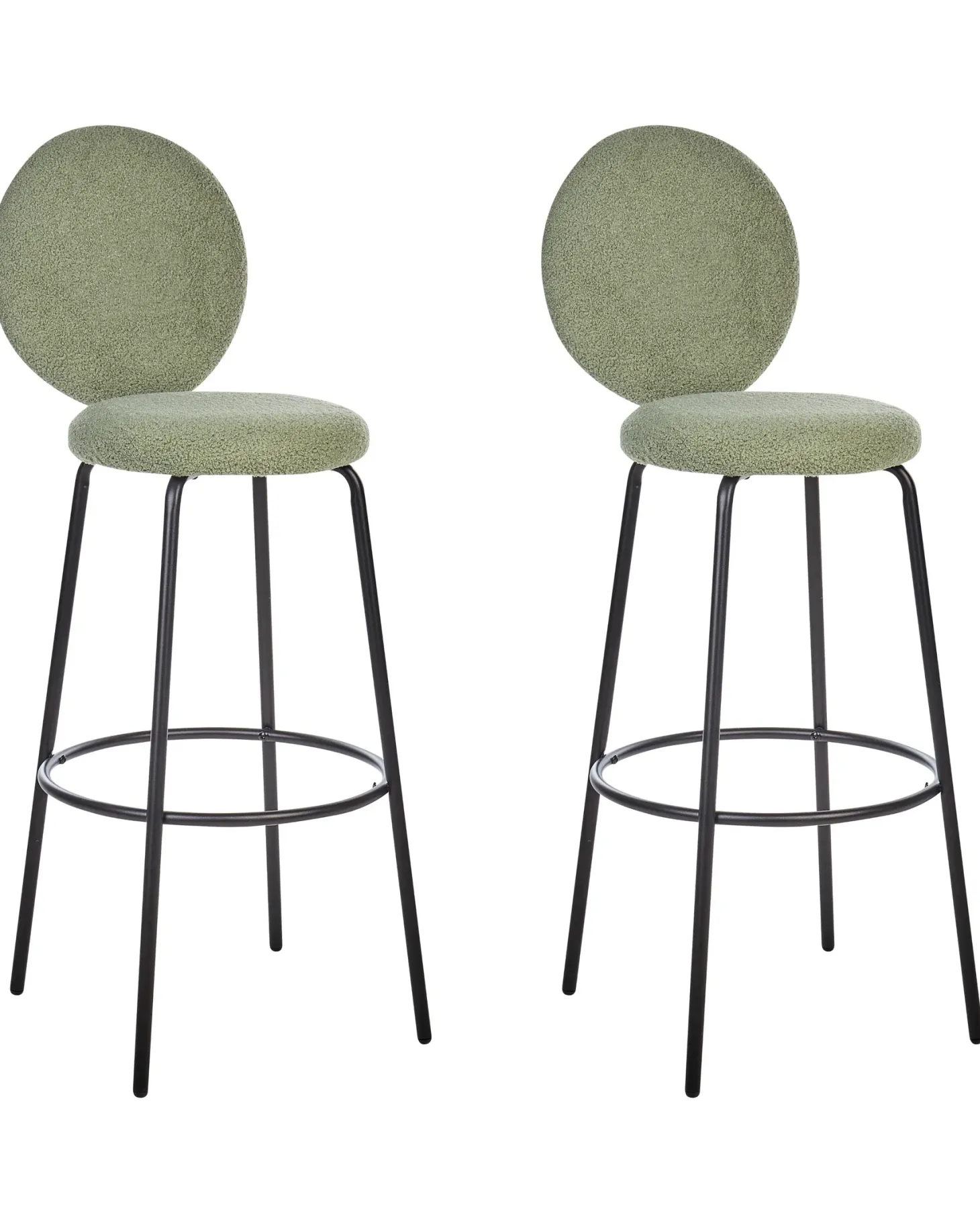 Sæt med 2 barstole EMERY Boucle Lysegrøn