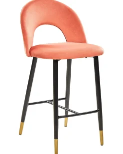 Sæt med 2 barstole FALTON Velour Koralrød