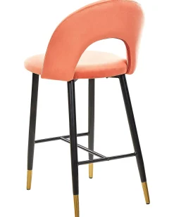 Sæt med 2 barstole FALTON Velour Koralrød
