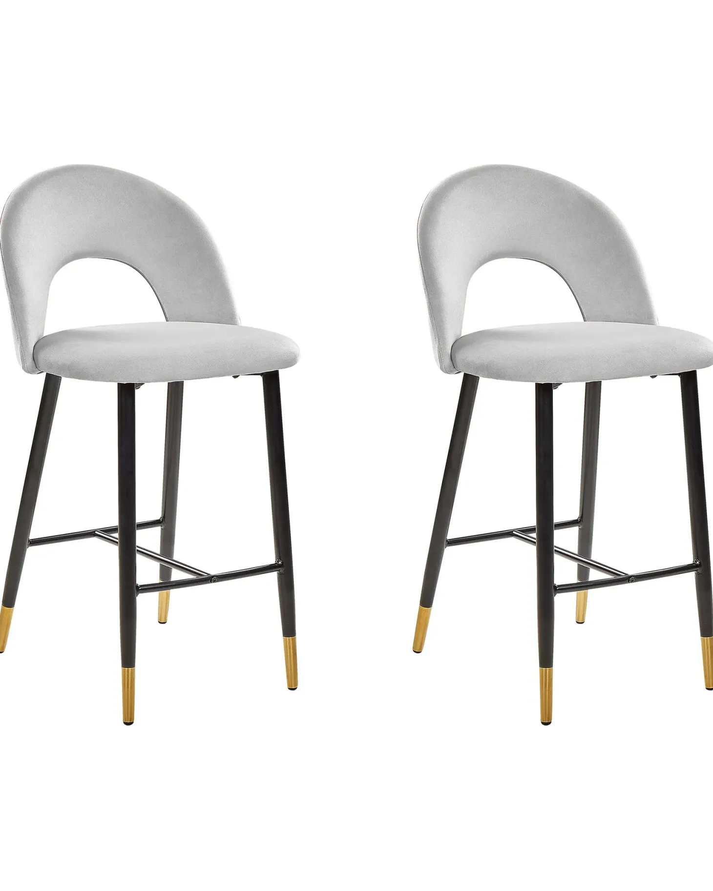 Sæt med 2 barstole FALTON Velour Grå