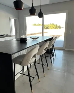 Sæt med 2 barstole FALTON Velour Grå