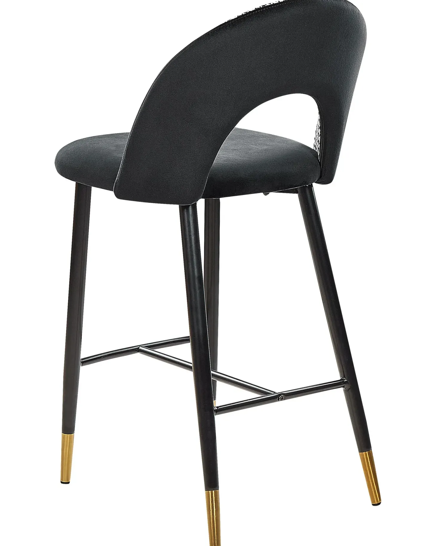 Sæt med 2 barstole FALTON Velour Sort/hvid