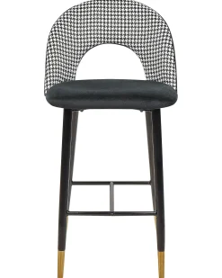 Sæt med 2 barstole FALTON Velour Sort/hvid