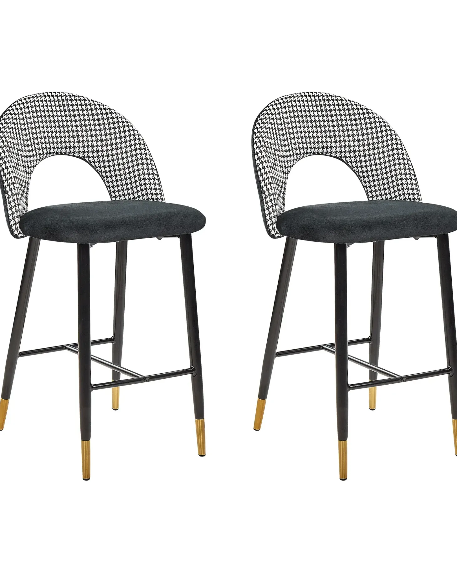 Sæt med 2 barstole FALTON Velour Sort/hvid