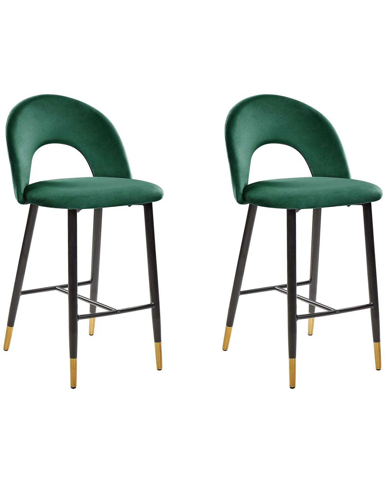 Sæt med 2 barstole FALTON Velour Smaragdgrøn