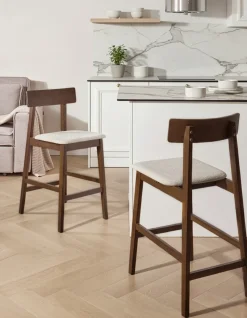 Sæt med 2 barstole ISANTI Træ Mørkebrun/taupe
