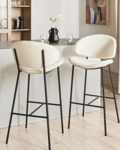 Sæt med 2 barstole KIANA Lys Beige