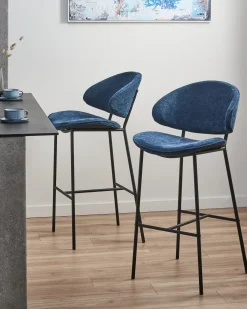 Sæt med 2 barstole KIANA Navy Blå