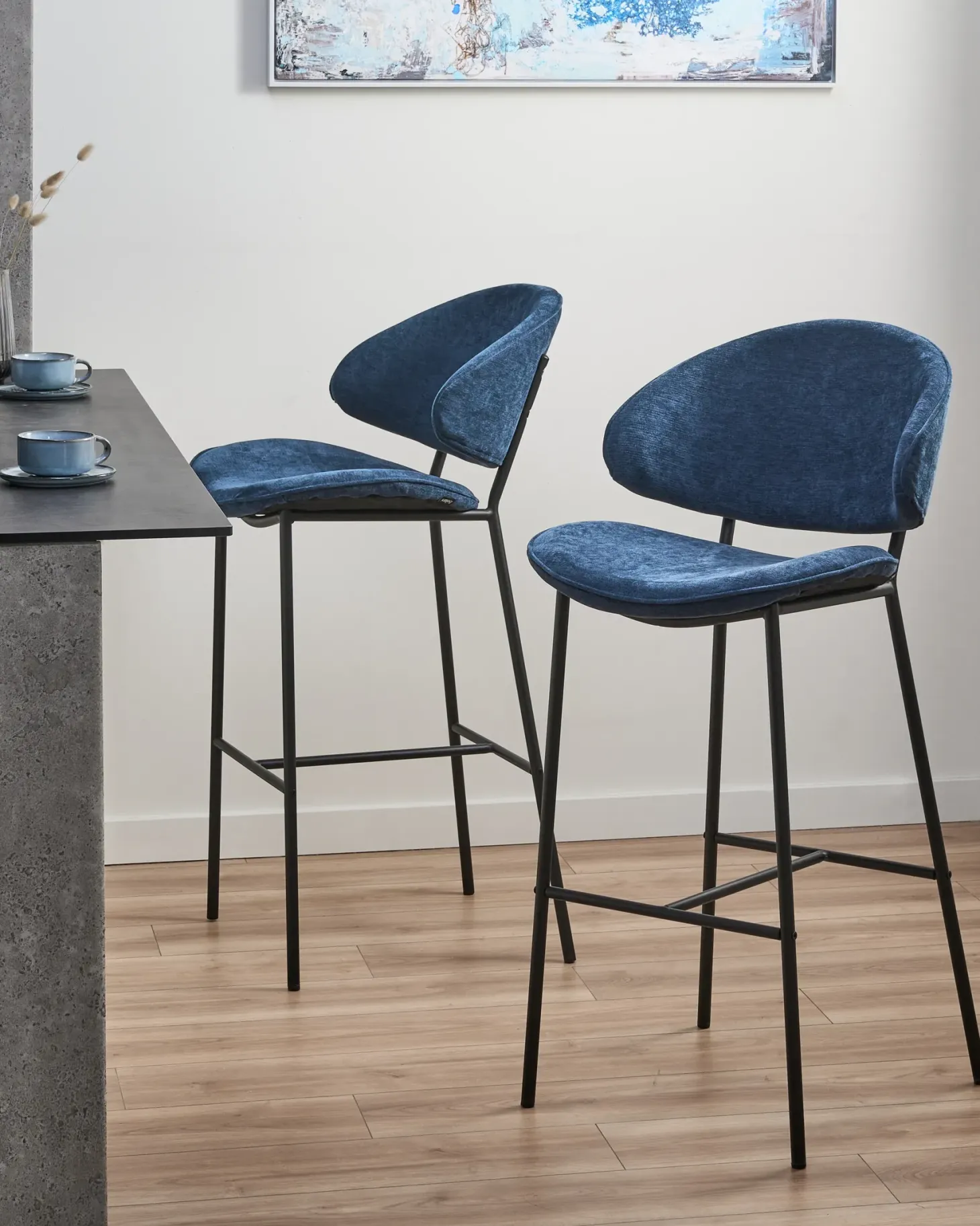 Sæt med 2 barstole KIANA Navy Blå