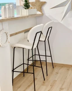 Sæt med 2 barstole LUANA Boucle Hvid