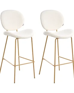 Sæt med 2 barstole LUANA Boucle Hvid