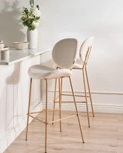 Sæt med 2 barstole LUANA Boucle Hvid