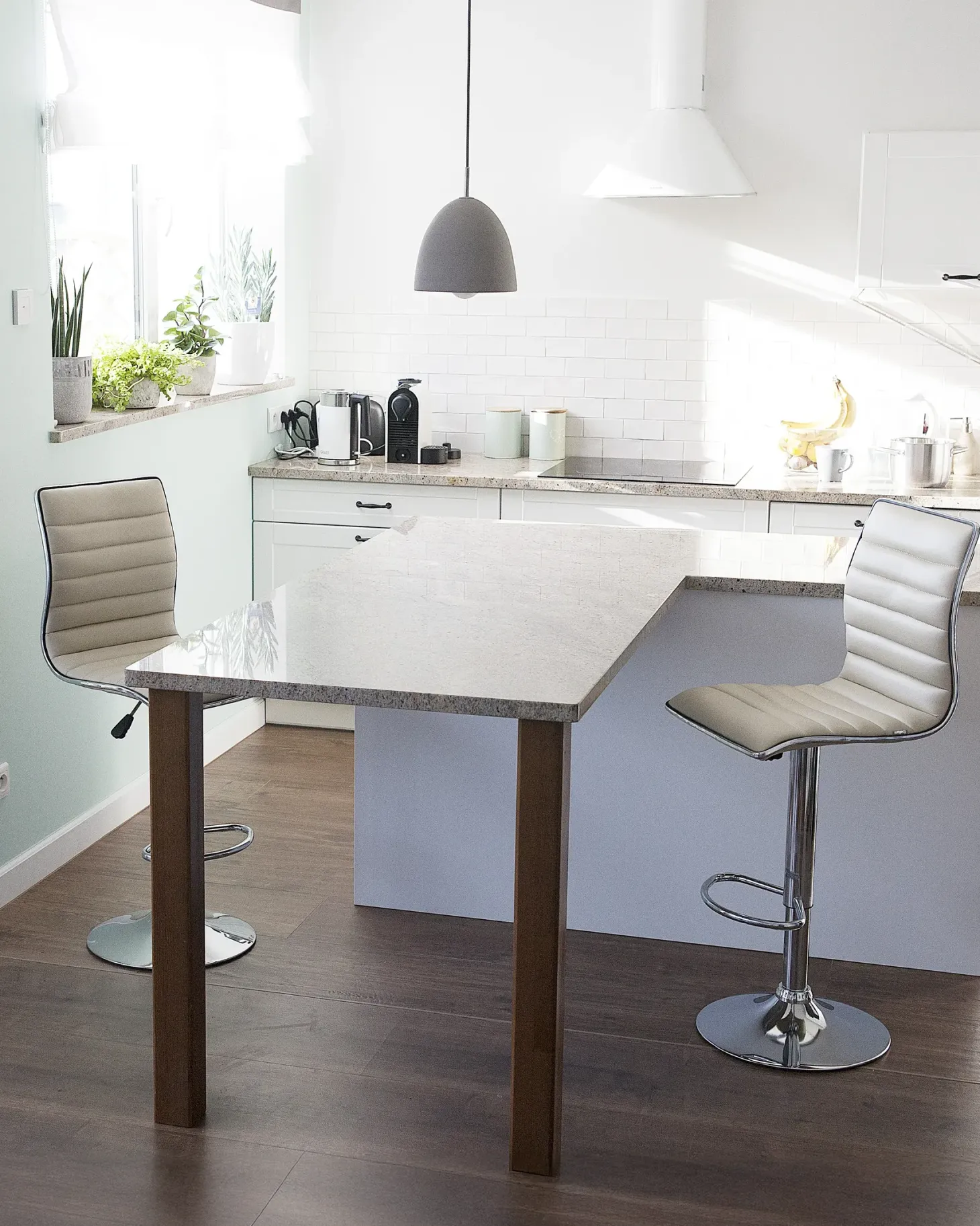 Sæt med 2 barstole LUCERNE Kunstlæder Lys Beige